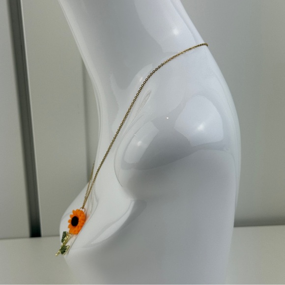 Sunflower Pendant Necklace Flower Floral Faux Gold Chain Enamel Jewelry Gift NEW - Picture 10 of 16